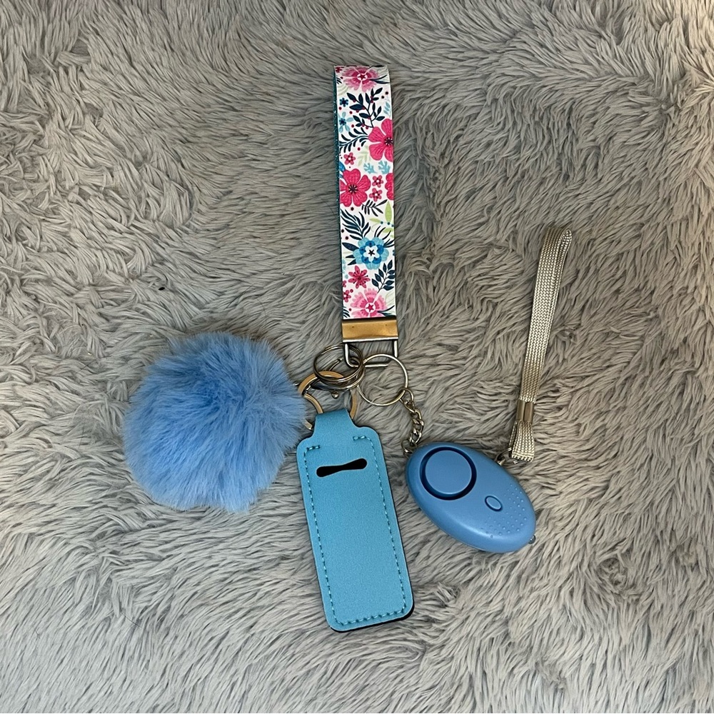 Colourful Floral handmade Wristlet keychain set